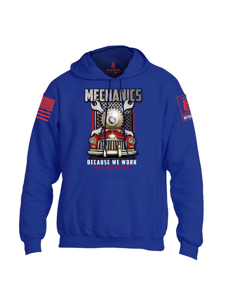 Battleraddle Mechanics Because We Work Till Its Fixed Red Sleeve Print Mens Blended Hoodie With Pockets