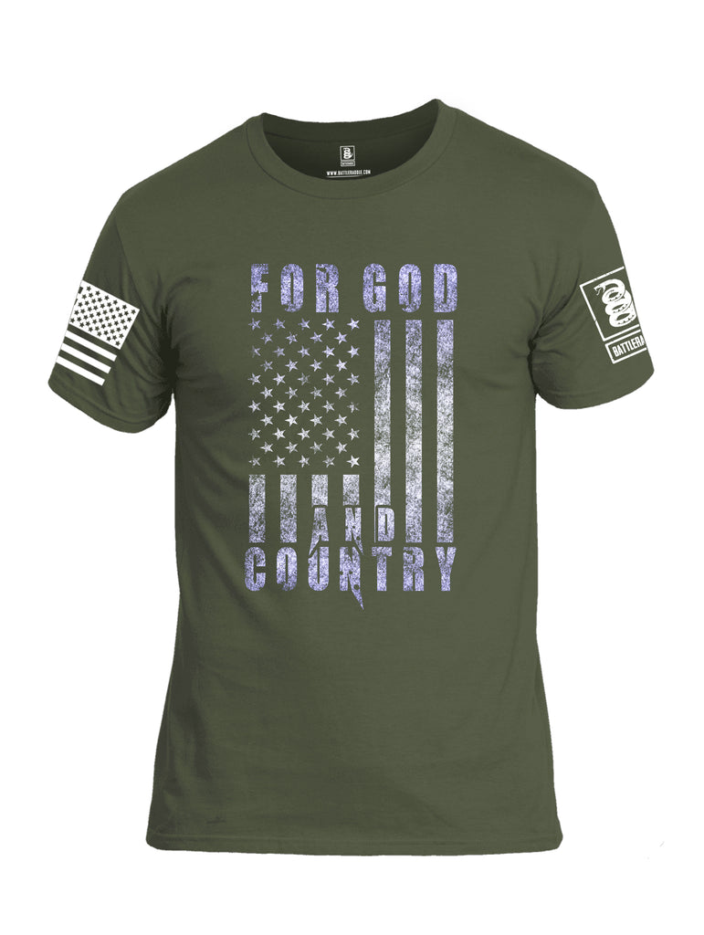 Battleraddle For God And Country White Sleeve Print Mens Cotton Crew Neck T Shirt