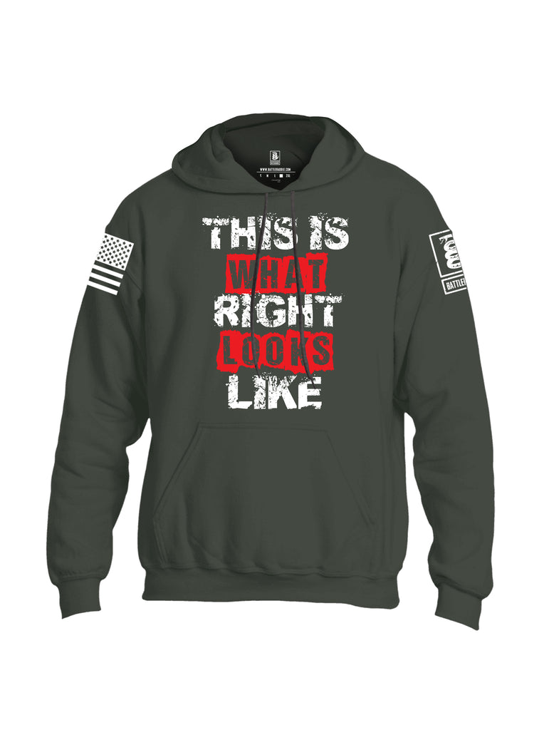 Battleraddle This Is What Right Looks Like White Sleeve Print Mens Blended Hoodie With Pockets