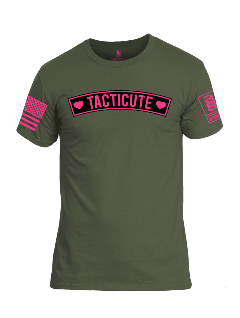 Battleraddle Tacticute Pink Sleeve Print Mens Cotton Crew Neck T Shirt