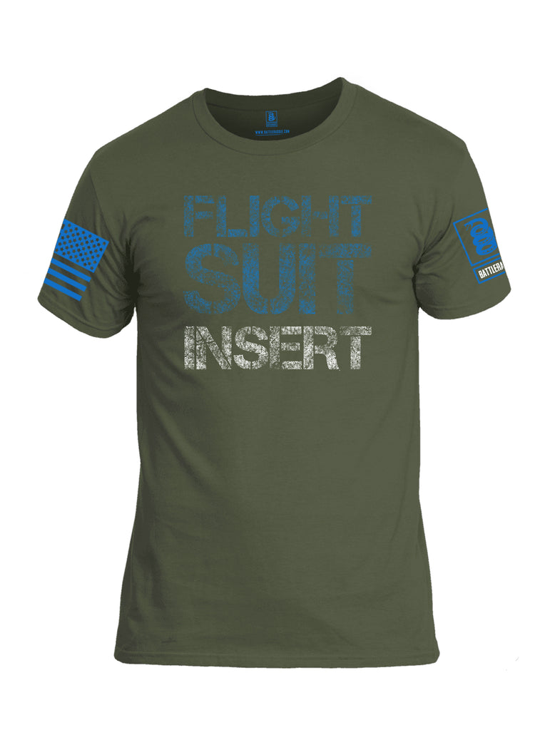 Battleraddle Flight Suit Insert Blue Sleeve Print Mens Cotton Crew Neck T Shirt