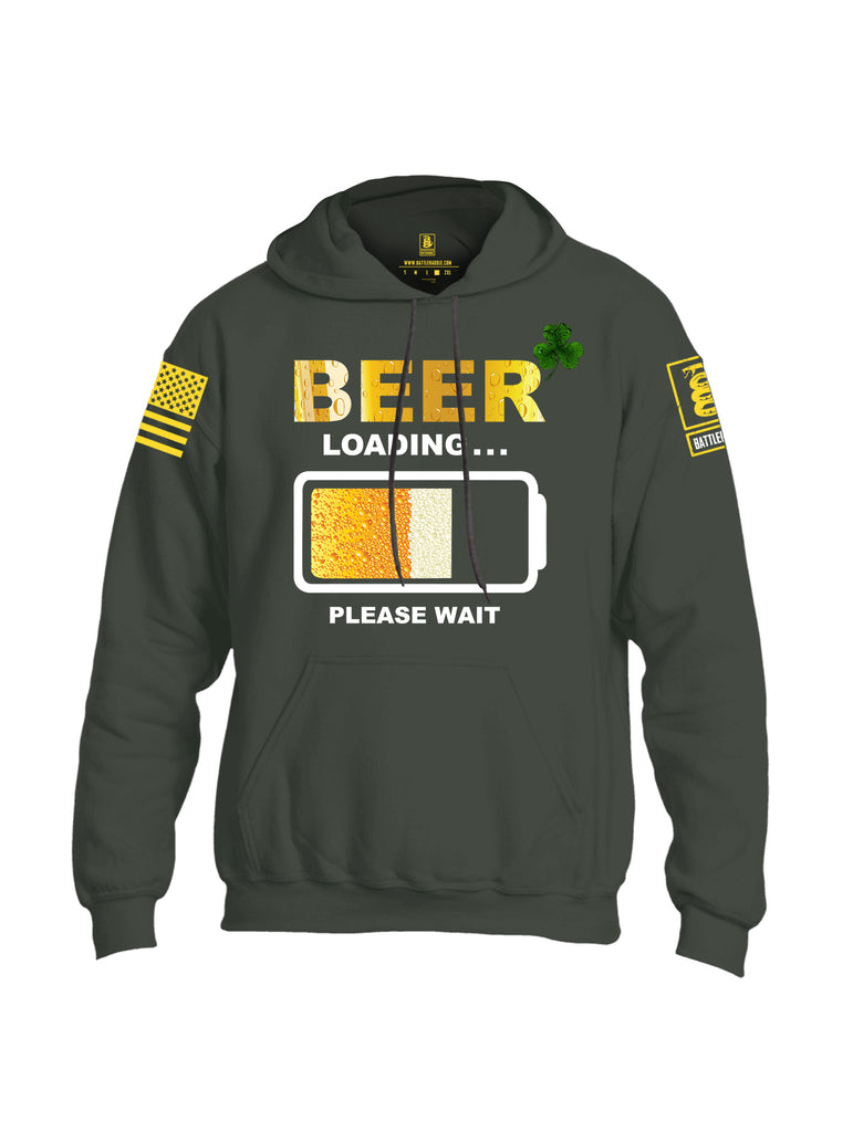Battleraddle Beer Loading Please Wait Yellow Sleeve Print Mens Blended Hoodie With Pockets - Battleraddle® LLC