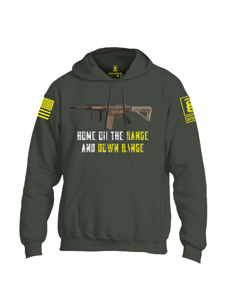 Battleraddle Home On The Range And Down Range V2 Yellow Sleeve Print Mens Blended Hoodie With Pockets