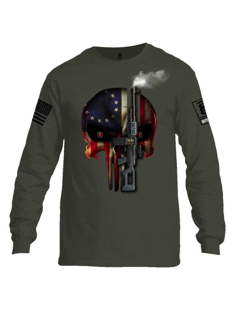 Battleraddle Expounder Machine Gun Black Sleeve Print Mens Cotton Long Sleeve Crew Neck T Shirt