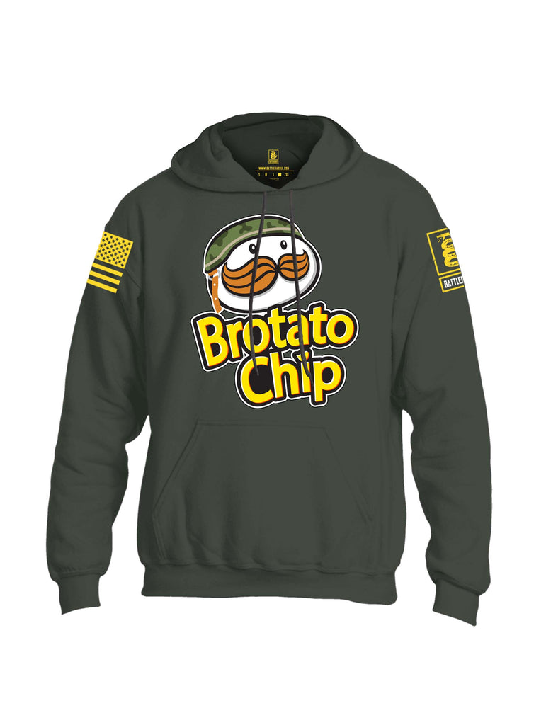 Battleraddle Brotato Chip Yellow Sleeve Print Mens Blended Hoodie With Pockets