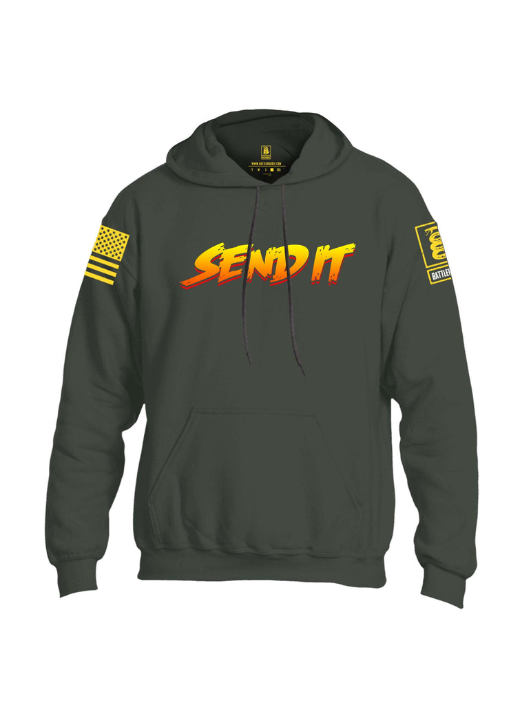 Battleraddle Send It Yellow Sleeve Print Mens Blended Hoodie With Pockets