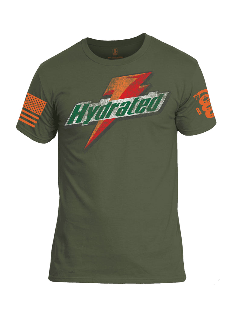 Battleraddle Hydrated Orange Sleeve Print Mens Cotton Crew Neck T Shirt