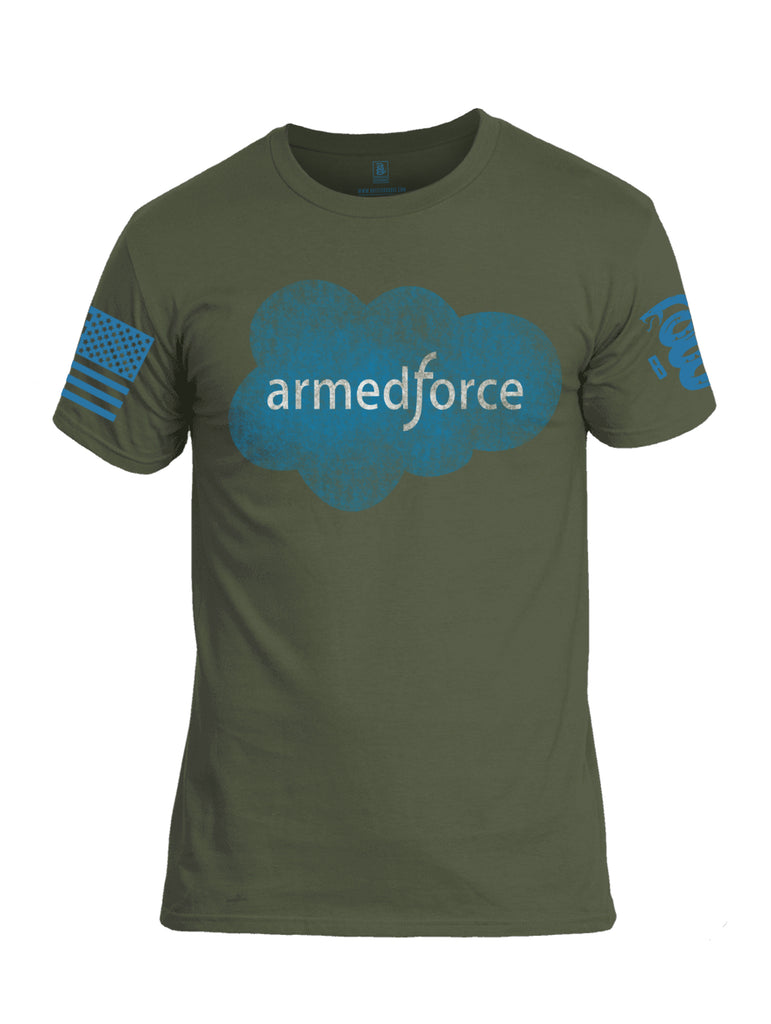 Battleraddle Armedforce Blue Sleeve Print Mens Cotton Crew Neck T Shirt - Battleraddle® LLC