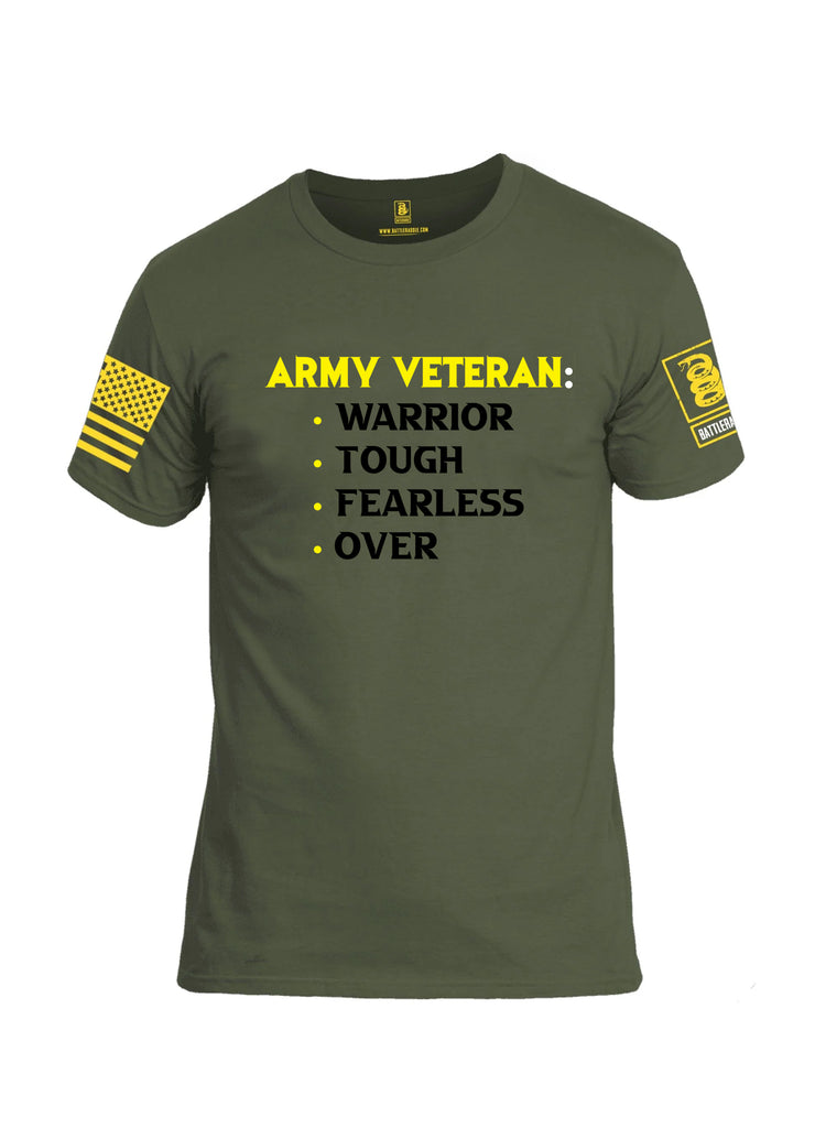 Battleraddle Army Veteran Warrior Tough Fearless Over Yellow Sleeves Men Cotton Crew Neck T-Shirt