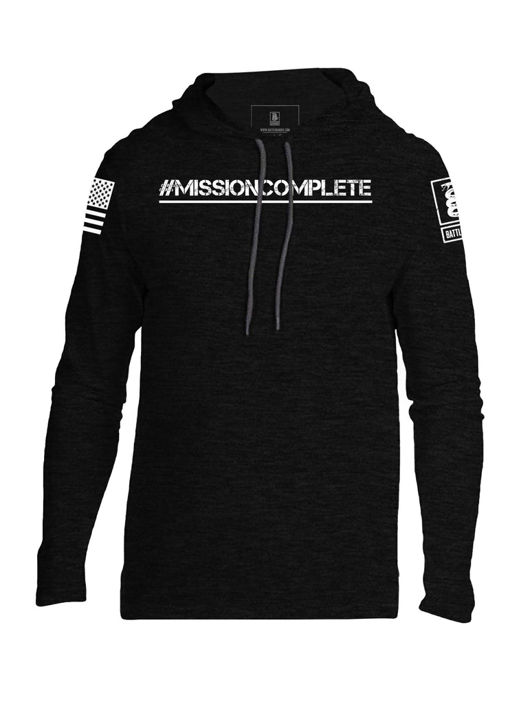 Battleraddle #Mission Complete White Sleeve Print Mens Cotton Lightweight Hoodie - Battleraddle® LLC