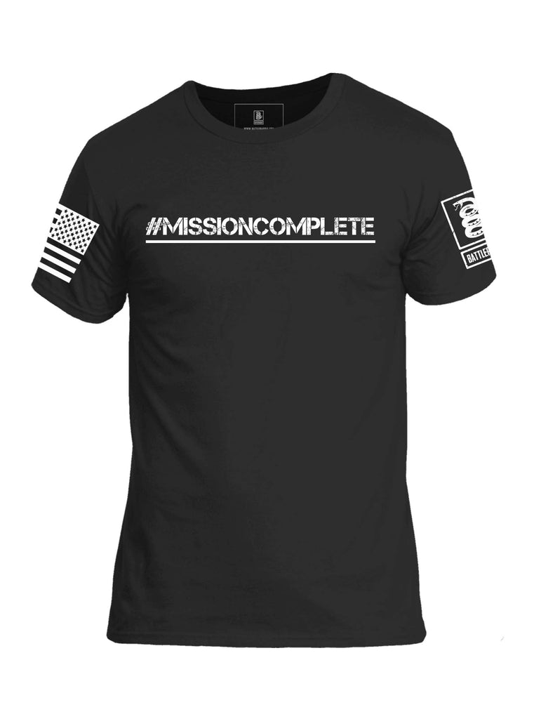 Battleraddle #Mission Complete White Sleeve Print Mens Cotton Crew Neck T Shirt - Battleraddle® LLC