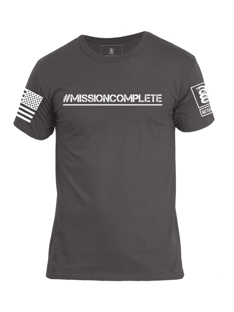 Battleraddle #Mission Complete White Sleeve Print Mens Cotton Crew Neck T Shirt - Battleraddle® LLC