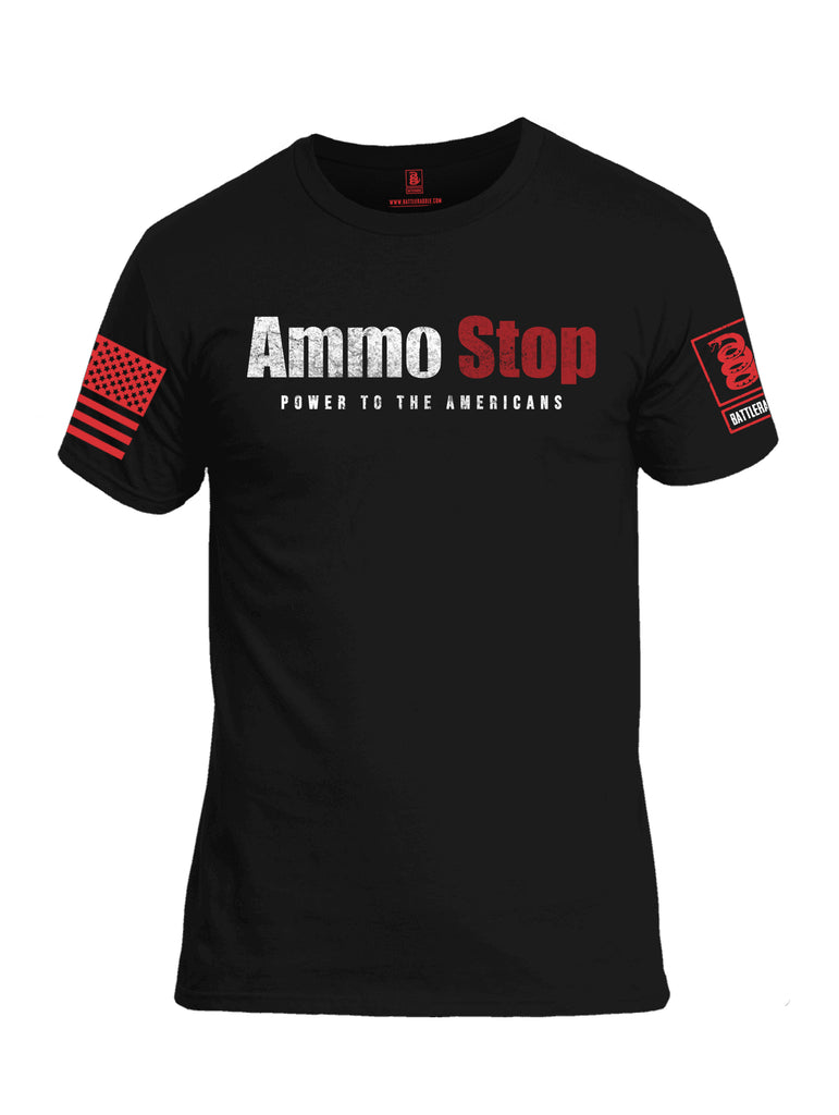 Battleraddle Ammo Stop Power To The Americans Red Sleeve Print Mens Cotton Crew Neck T Shirt