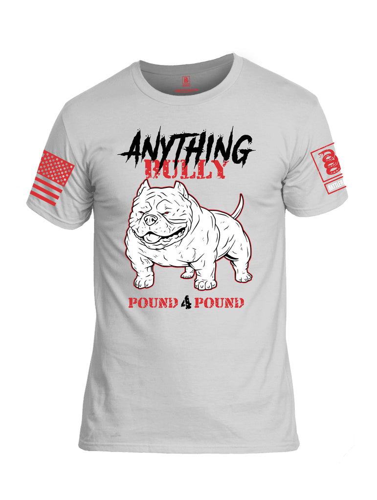 Battleraddle Anything Bully Pound 4 Pound Red Sleeve Print Mens Cotton Crew Neck T Shirt