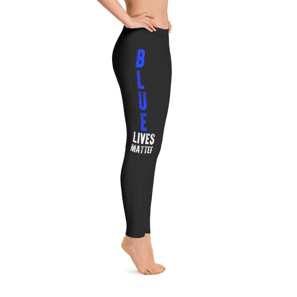 Battleraddlee Blue Lives Matter Womens Black Yoga Leggings shirt|custom|veterans|Leggings