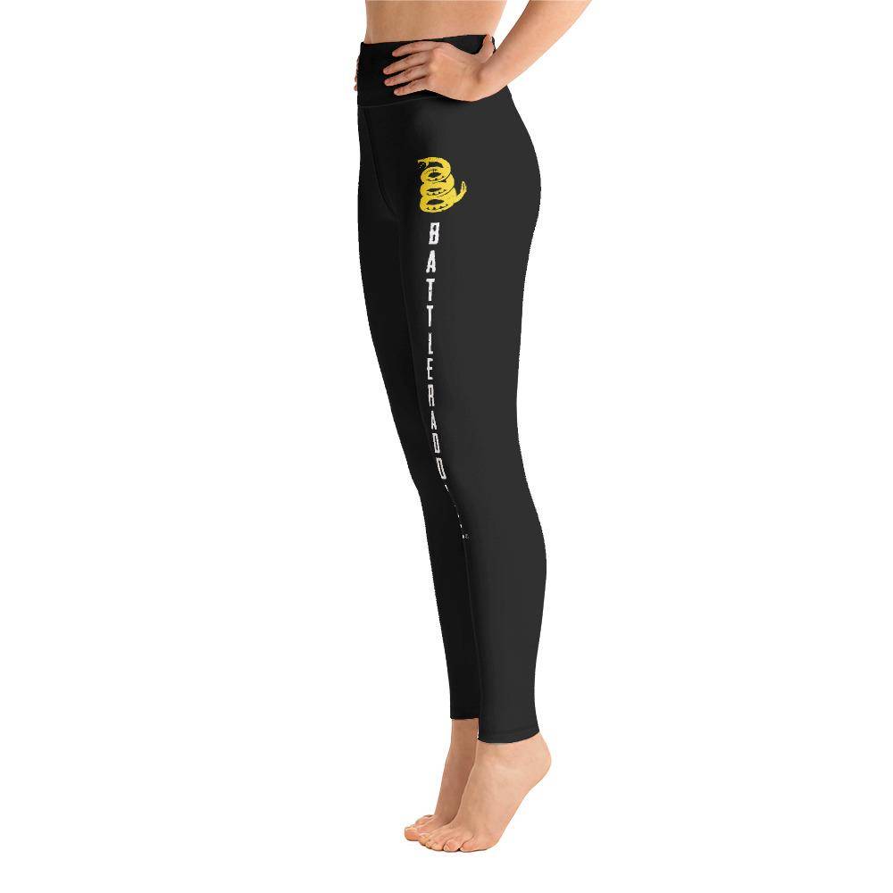 Battleraddle Original Vertical Design Womens Black Yoga Leggings With Snake Logo shirt|custom|veterans|Leggings