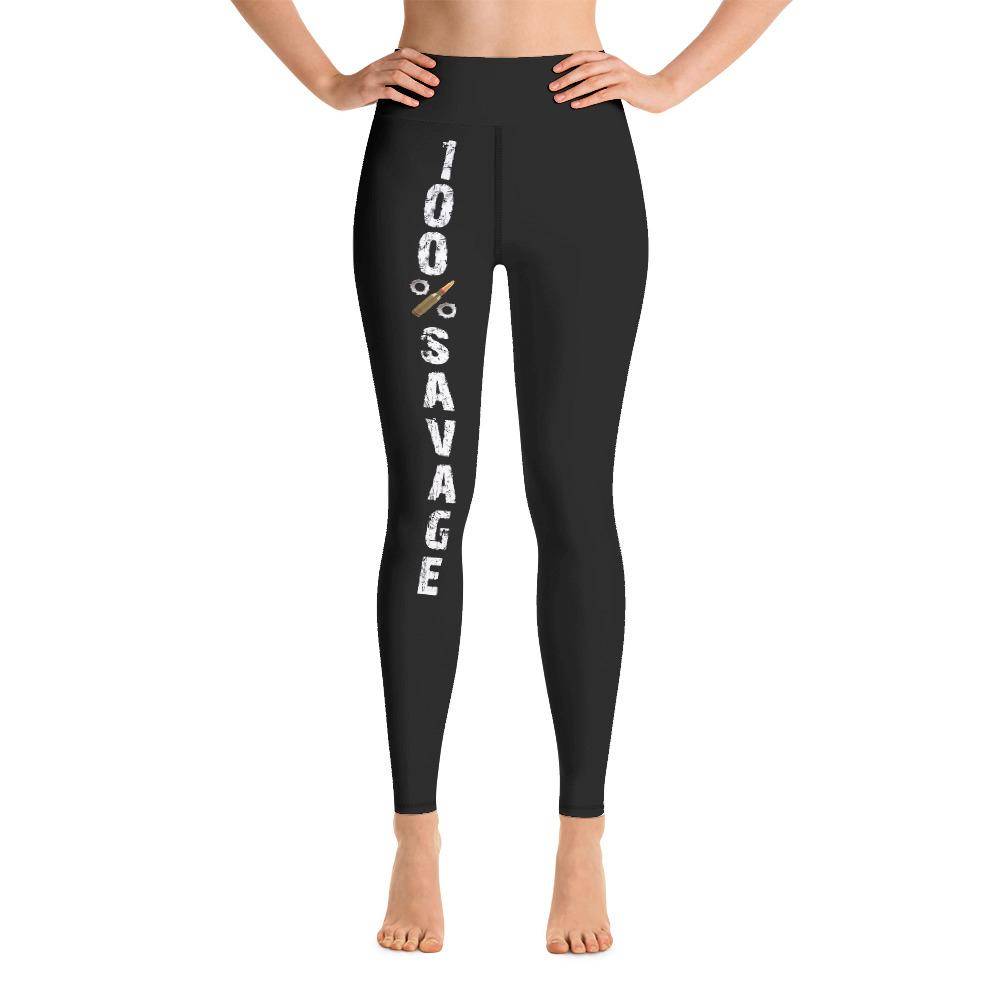 Battleraddle 100% Savage Womens Black Yoga Leggings shirt|custom|veterans|Leggings