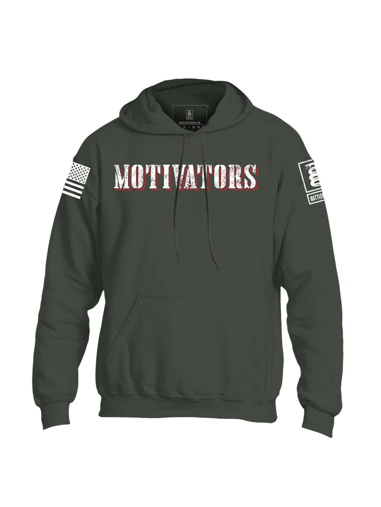 Battleraddle Motivators And Move White Sleeve Print Mens Blended Hoodie With Pockets