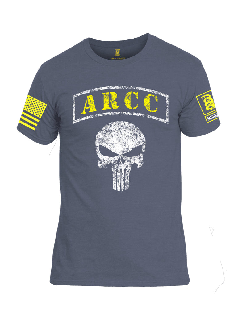 Battleraddle ARCC Punisher Yellow Sleeve Print Mens Cotton Crew Neck T Shirt - Battleraddle® LLC