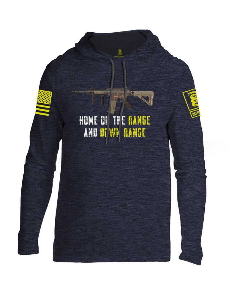 Battleraddle Home On The Range And Down Range V2 Yellow Sleeve Print Mens Thin Cotton Lightweight Hoodie