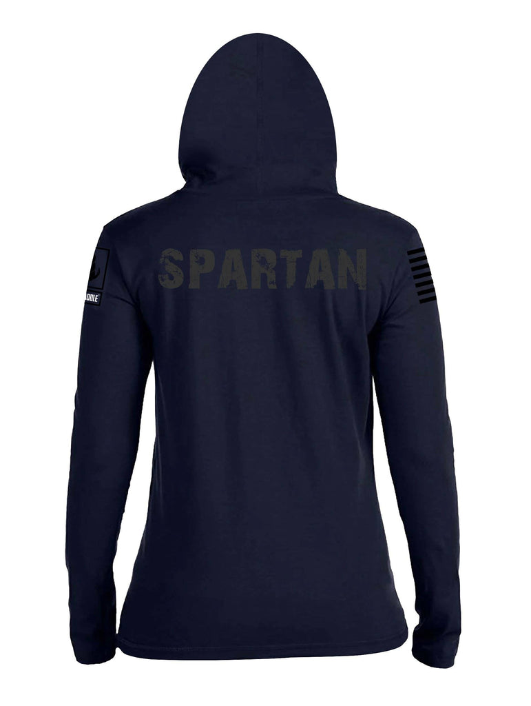 Battleraddle Vintage Spartan Black Sleeve Print Womens Thin Cotton Lightweight Hoodie shirt|custom|veterans|Apparel-Womens Hoodie-Cotton