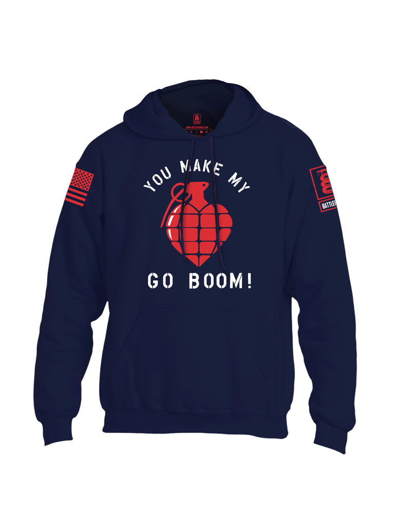 Battleraddle You Make My Heart Go Boom Red Sleeve Print Mens Blended Hoodie With Pockets