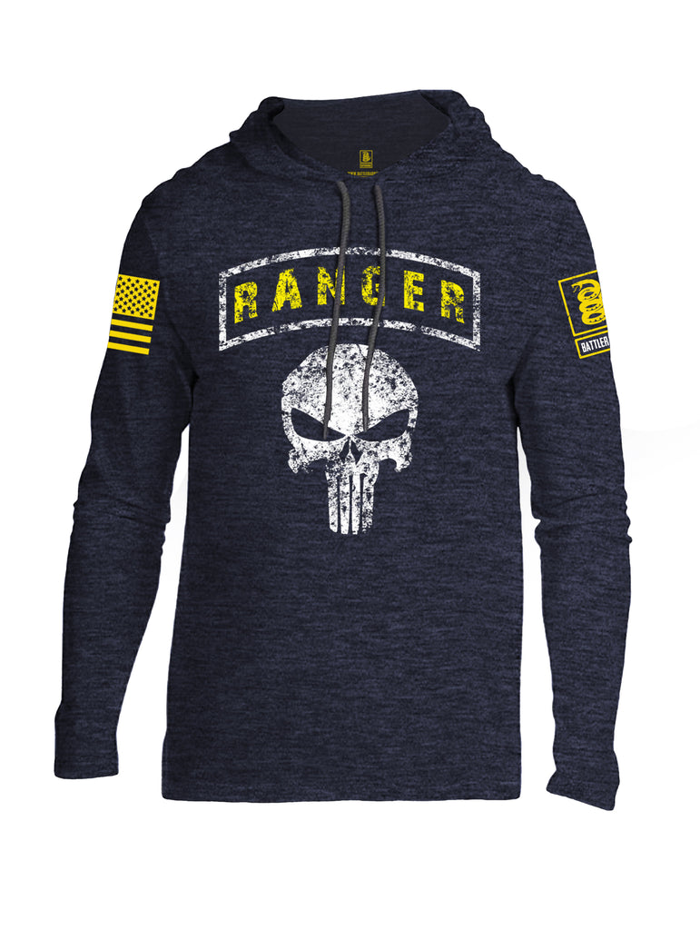 Battleraddle Ranger Punisher Skull Yellow Sleeve Print Mens Thin Cotton Lightweight Hoodie