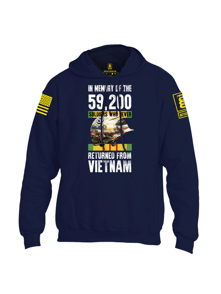 Battleraddle In Memory Of The 59,200 Soldiers Who Never Returned From Vietnam Yellow Sleeve Print Mens Blended Hoodie With Pockets