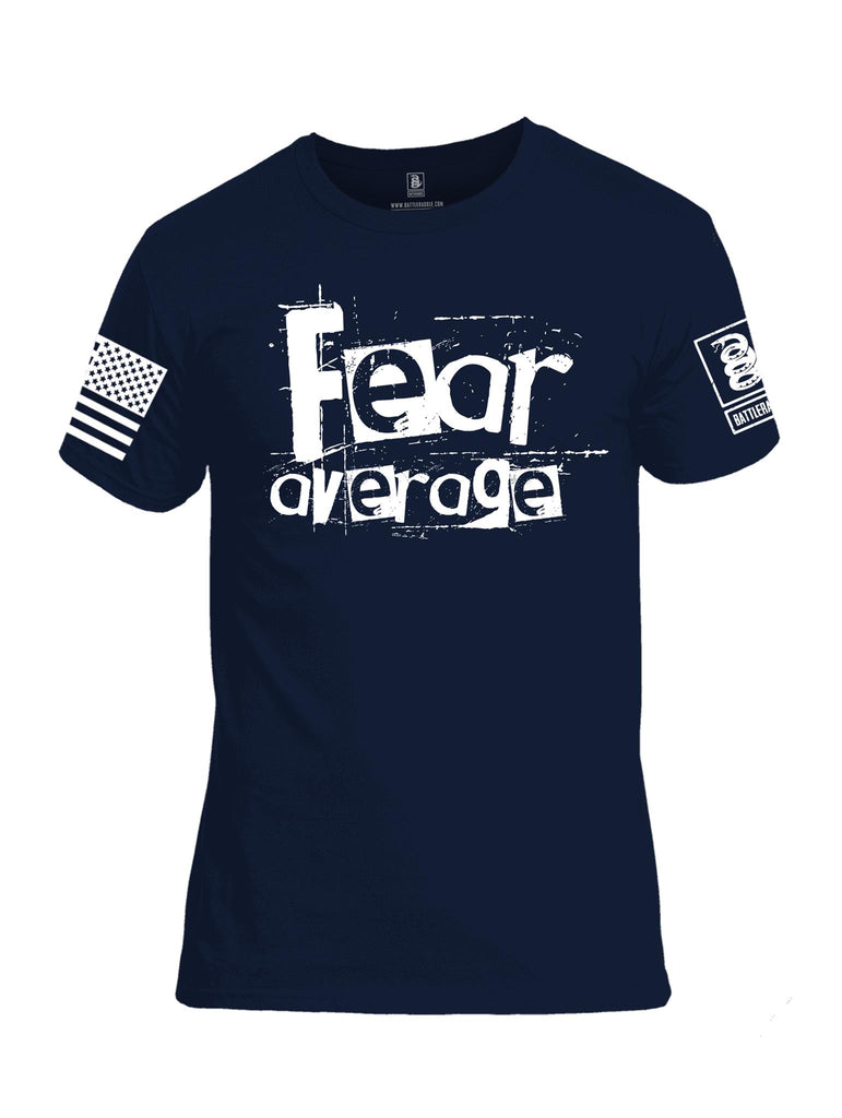 Battleraddle Fear Average White Sleeve Print Mens Cotton Crew Neck T Shirt