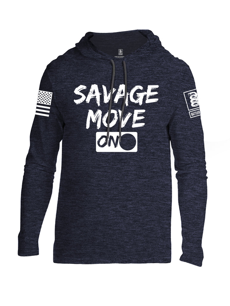 Battleraddle Savage Move On White Sleeve Print Mens Thin Cotton Lightweight Hoodie