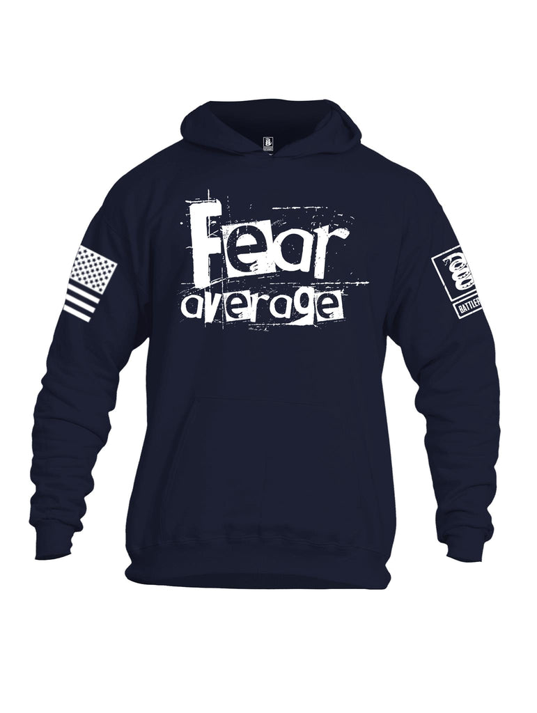 Battleraddle Fear Average White Sleeve Print Mens Cotton Pullover Hoodie With Pockets