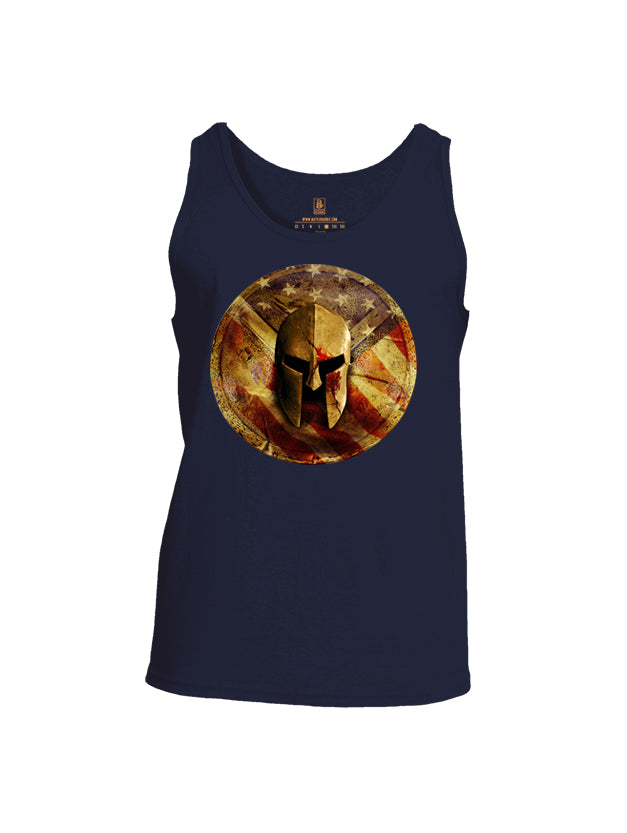 Battleraddle Spartan Helm Gold Mens Cotton Tank Top