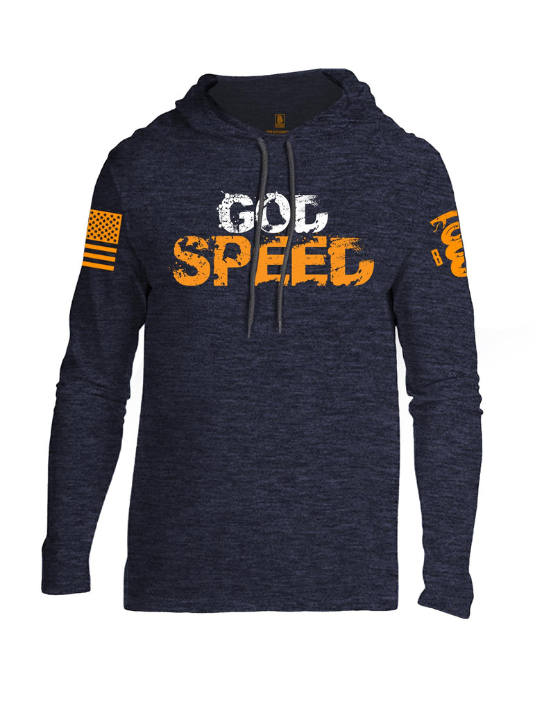 Battleraddle God Speed Orange Sleeve Print Mens Thin Cotton Lightweight Hoodie