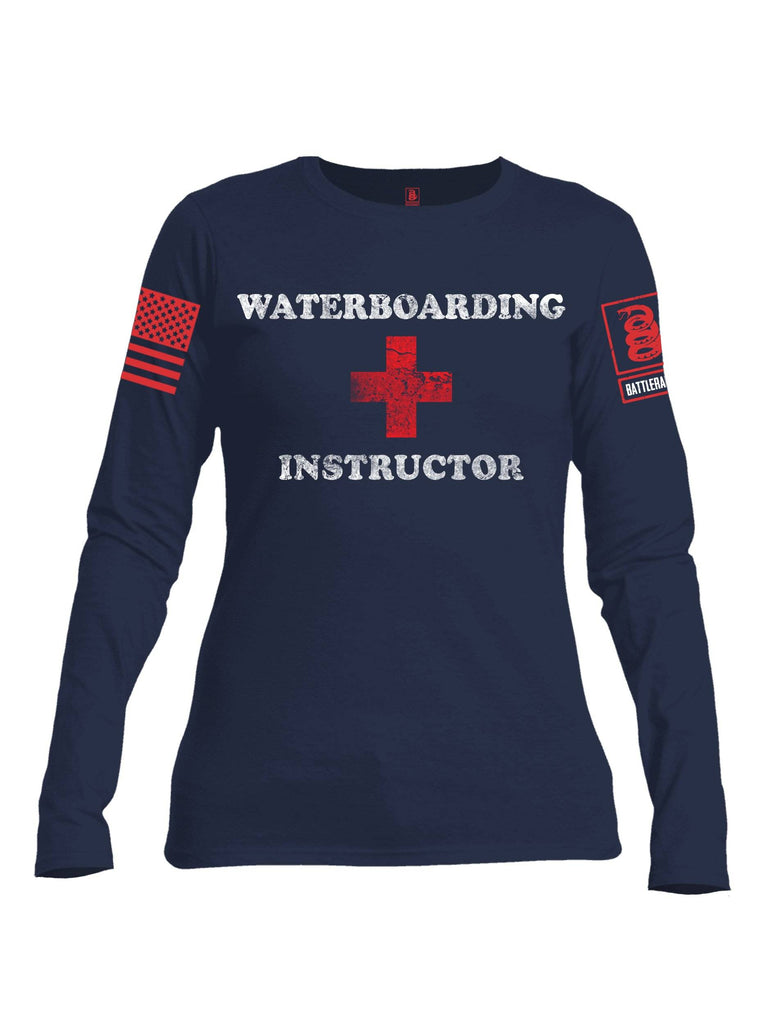 Battleraddle Waterboarding Instructor Red Sleeve Print Womens Cotton Long Sleeve Crew Neck T Shirt shirt|custom|veterans|Women-Long Sleeves Crewneck Shirt