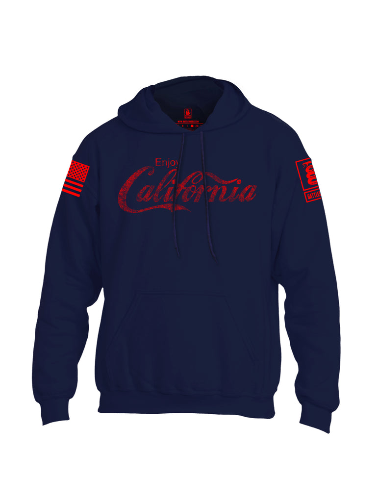 Battleraddle Enjoy California Red Sleeve Print Mens Blended Hoodie With Pockets