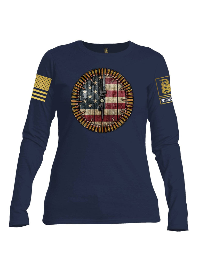Battleraddle I Got Your Six Oclock American Flag Brass Sleeve Print Womens Cotton Long Sleeve Crew Neck T Shirt shirt|custom|veterans|Women-Long Sleeves Crewneck Shirt
