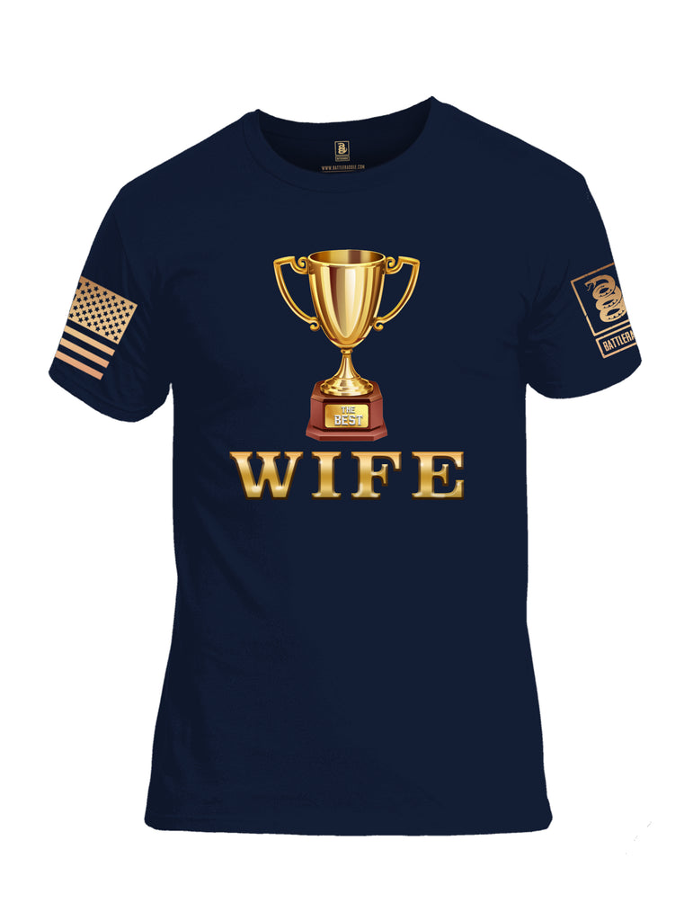 Battleraddle The Best Wife Brass Sleeve Print Mens Cotton Crew Neck T Shirt