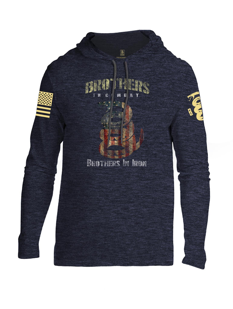 Battleraddle Brothers In Combat Brothers In Iron Light Yellow Sleeve Print Mens Thin Cotton Lightweight Hoodie - Battleraddle® LLC