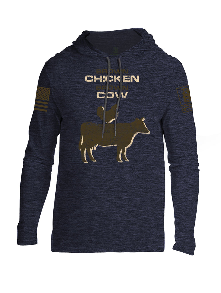 Battleraddle Brown Chicken Brown Cow Dark Brown Sleeve Print Mens Thin Cotton Lightweight Hoodie - Battleraddle® LLC