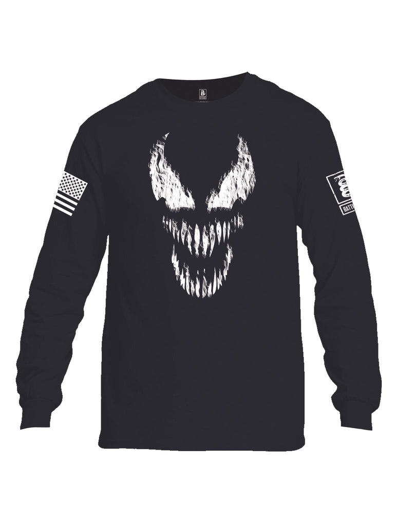 Battleraddle Classic Venom White Sleeve Print Mens Cotton Long Sleeve Crew Neck T Shirt - Battleraddle® LLC