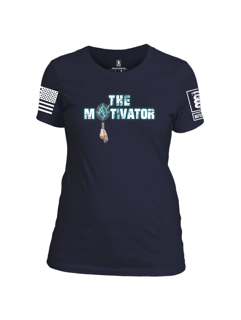 Battleraddle The Motivator White Sleeve Print Womens Cotton Crew Neck T Shirt