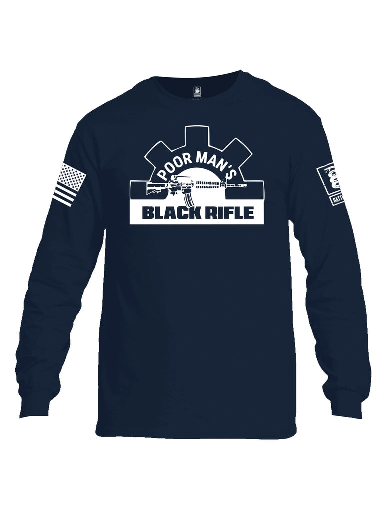 BattleraddlePoor Man's Black Rifle PMBR Join The Brotherhood  White Sleeve Print Mens Cotton Long Sleeve Crew Neck T Shirt