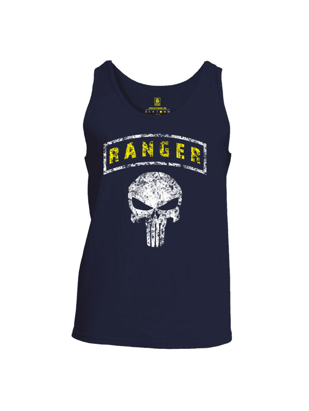 Battleraddle Ranger Punisher Skull Mens Cotton Tank Top-navy blue