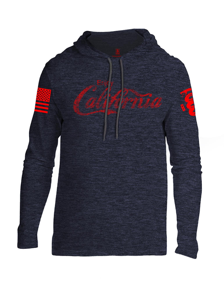 Battleraddle Enjoy California Red Sleeve Print Mens Thin Cotton Lightweight Hoodie