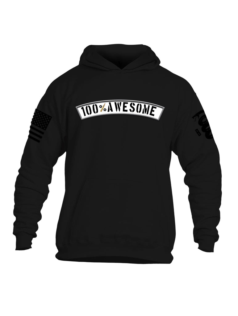Battleraddle 100% Awesome Black Sleeve Print Mens Cotton Pullover Hoodie With Pockets - Battleraddle® LLC