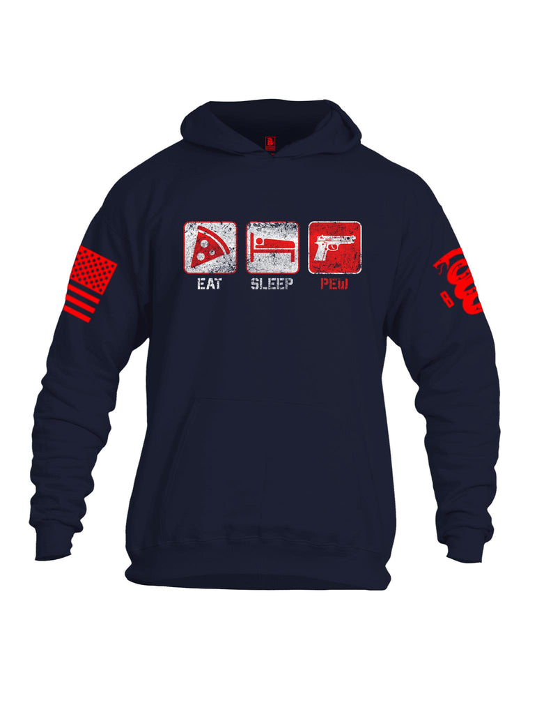 Battleraddle Eat Sleep Pew Red Sleeve Print Mens Cotton Pullover Hoodie With Pockets