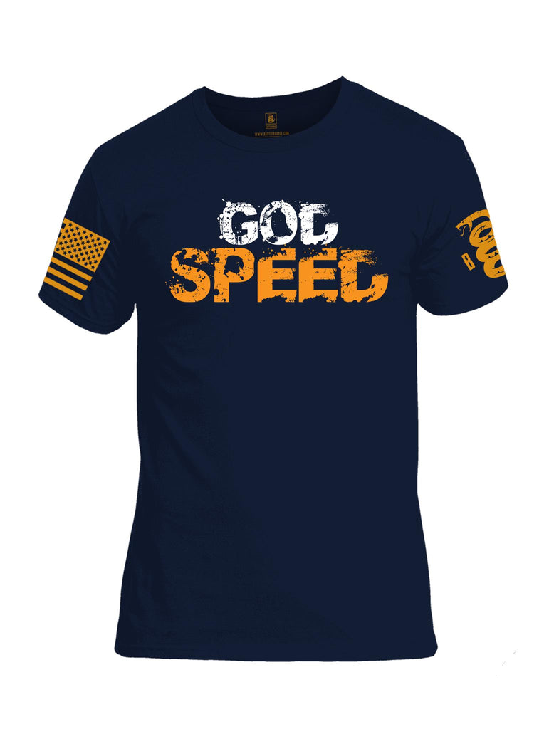 Battleraddle God Speed Orange Sleeve Print Mens Crew Neck Cotton T Shirt