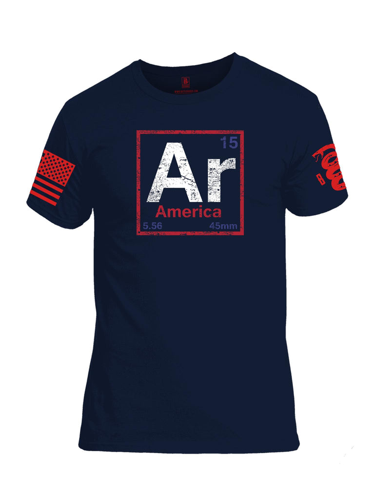 Battleraddle Periodic Table Of Elements Ar 15 5.56 45mm America V2 Red Sleeve Print Mens Cotton Crew Neck T Shirt