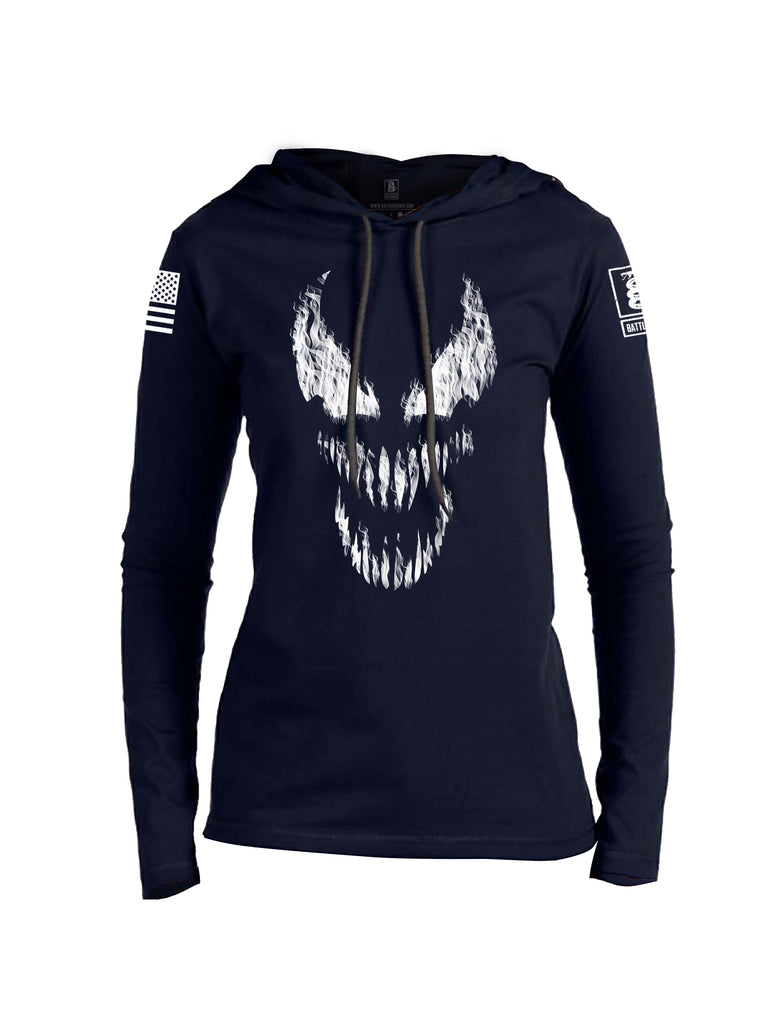 Battleraddle Classic Venomize Villain White Sleeve Print Womens Thin Cotton Lightweight Hoodie