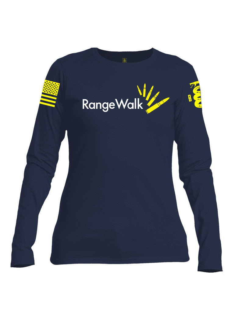Battleraddle Range Walk Yellow Sleeve Print Womens Cotton Crew Neck Long Sleeve Sweatshirt